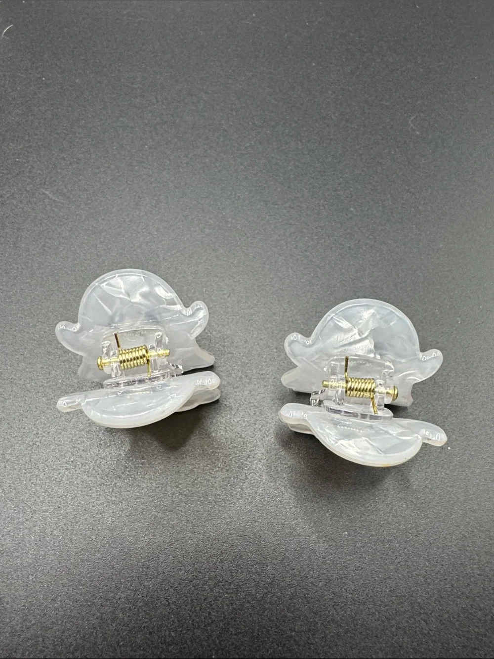 Pearlescent Ghost Hair Clips - Cute White Ghosts set of 2 Halloween